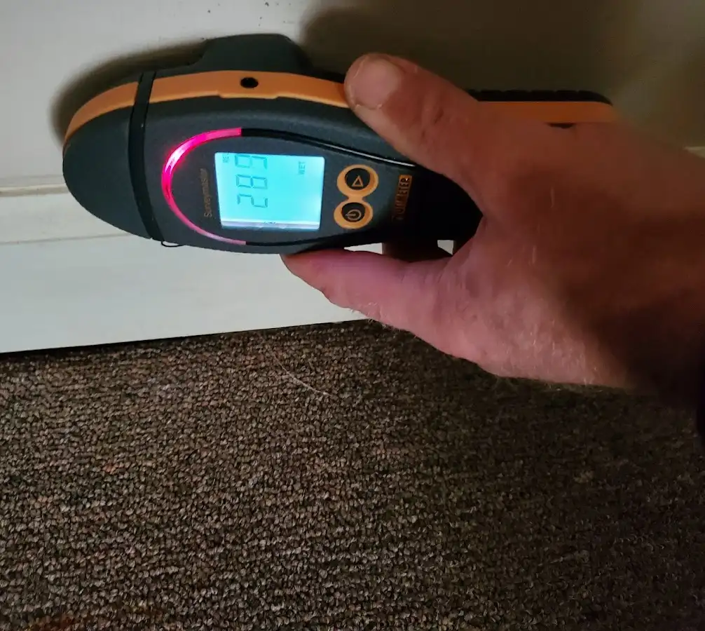 Moisture detection at baseboard during Mold Inspection & Testing in Winterville